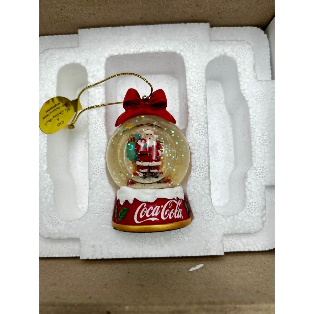 Coca-Cola Santa Snow Globe Christmas Ornament 2011 Danbury Mint Red White